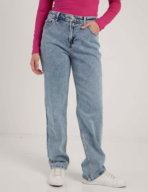 Jeans straight cintura media para mujer 1