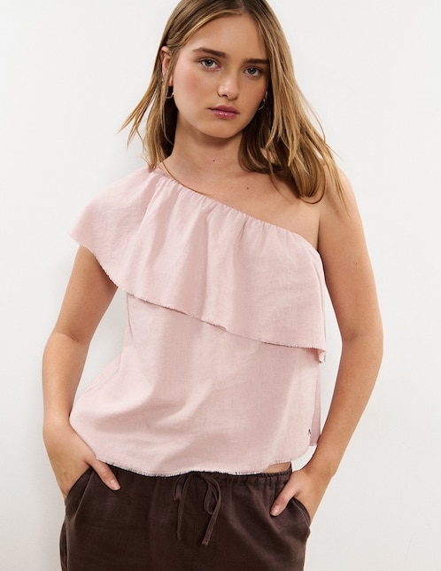 Top cuello asimétrico tirante ancho 1