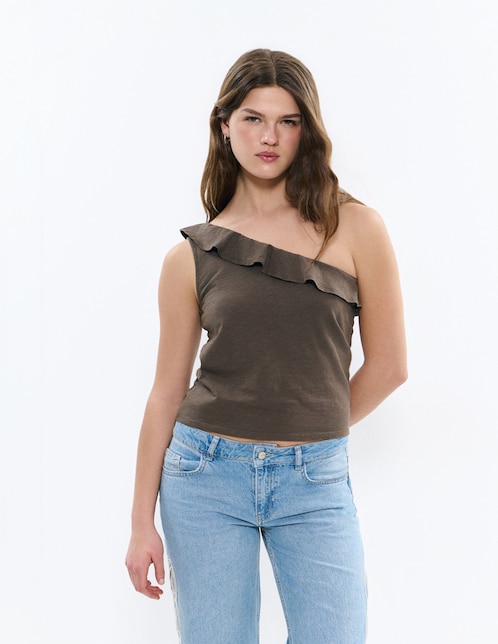 Top cuello asimétrico tirante ancho 1
