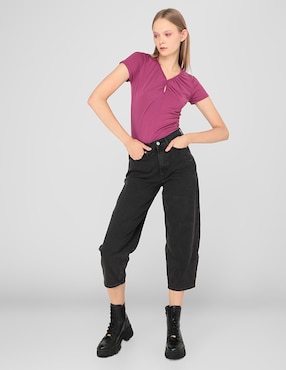 Jeans straight Denizen deslavado corte cintura para mujer