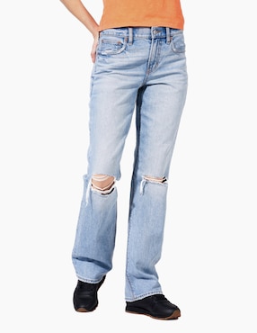 Jeans skinny American Eagle lavado destruido corte cintura para mujer