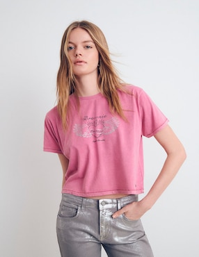 Playera Manga Corta Brownie Cuello Redondo Para Mujer