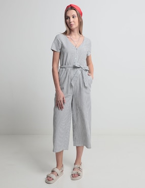 Jumpsuit That's It De Algodón Estampado A Rayas Para Mujer