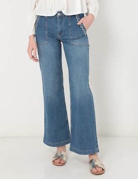 Jeans Amplio Brownie Corte Cintura Para Mujer