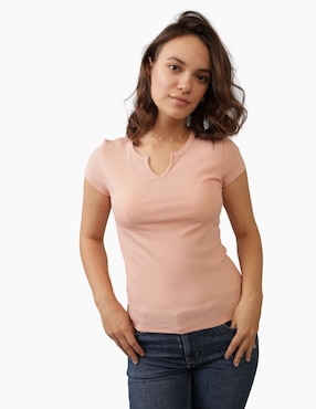 Playera Manga Corta American Eagle Cuello Henley Para Mujer