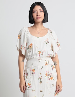 Blusa Coffee Bean Manga Corta Para Mujer