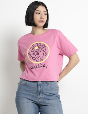 Playera Manga Corta Keith Harring Cuello Redondo Para Mujer