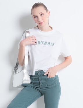 Playera Manga Corta Brownie Cuello Redondo Para Mujer