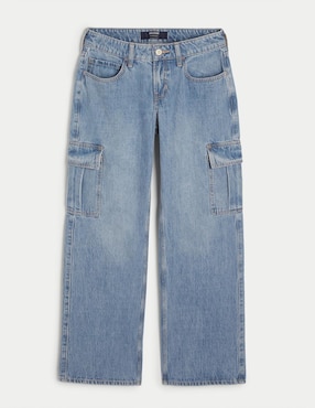 Jeans Baggy Hollister Corte Cadera Para Mujer