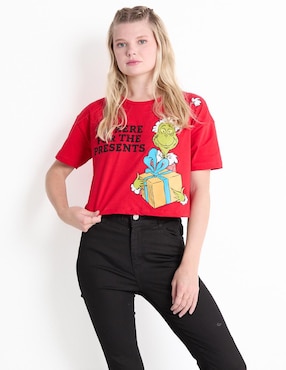 Playera Manga Corta El Grinch Cuello Redondo Para Mujer