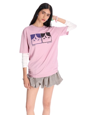 Playera manga al codo Ppaayyss cuello redondo para mujer