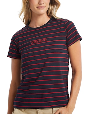 Playera Manga Corta Guess Jeans Cuello Redondo Para Mujer