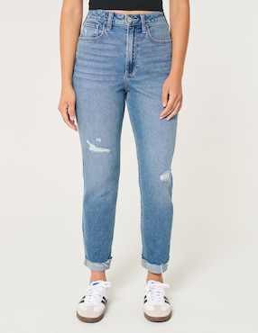 Jeans Mom Hollister Corte Cintura Alta Para Mujer