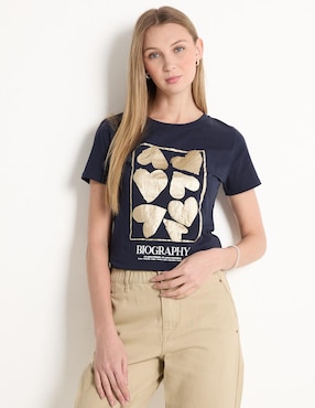 Playera Manga Corta Biography Cuello Redondo Para Mujer