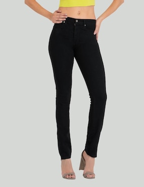 Jeans straight Scandia 2445 negro corte cintura alta para mujer