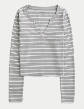 Playera Manga Larga Hollister Cuello V Para Mujer