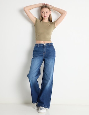 Jeans straight Sexy Jeans corte cadera para mujer