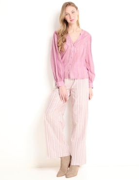 Blusa camisera That's It manga larga para mujer