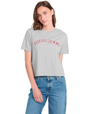 Playera Manga Corta Guess Jeans Cuello Redondo Para Mujer