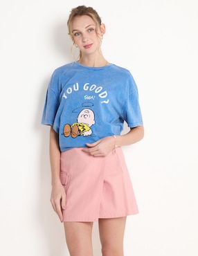 Playera Manga Corta Peanuts Cuello Redondo Para Mujer