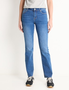 Jeans Straight Coffee Bean Corte Cintura Para Mujer