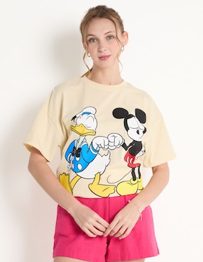 Playera Manga Corta Mickey Mouse Cuello Redondo Para Mujer