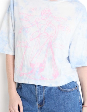 Playera manga corta Cenicienta cuello redondo para mujer