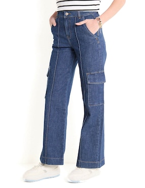 Jeans Cargo Campana LOB Corte Cintura Para Mujer