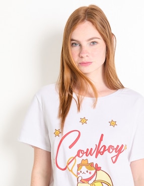 Playera manga corta Cowboy cuello redondo para mujer
