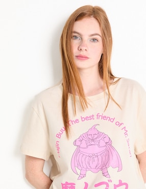 Playera manga corta Tee Bar Majin Buu cuello redondo para mujer