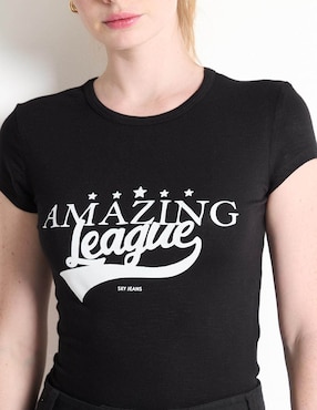 Playera manga corta Sexy Jeans cuello redondo para mujer
