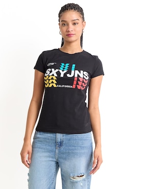 Playera manga corta Sexy Jeans cuello redondo para mujer