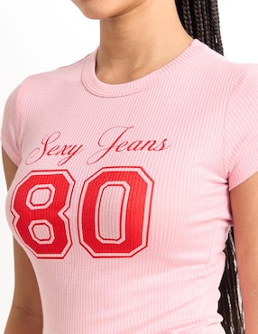 Playera manga corta Sexy Jeans cuello redondo para mujer