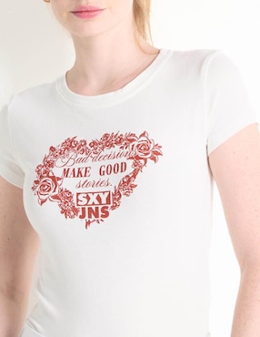 Playera manga corta Sexy Jeans cuello redondo para mujer