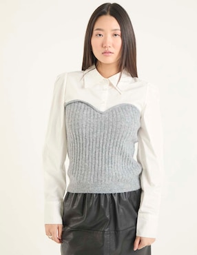Blusa camisera That's It manga larga para mujer