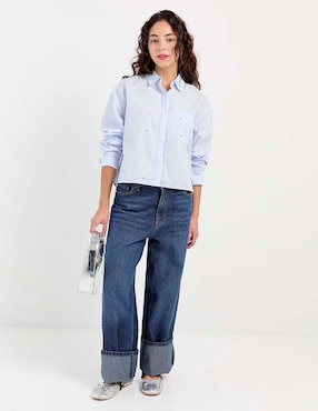 Blusa camisera That's It manga larga para mujer