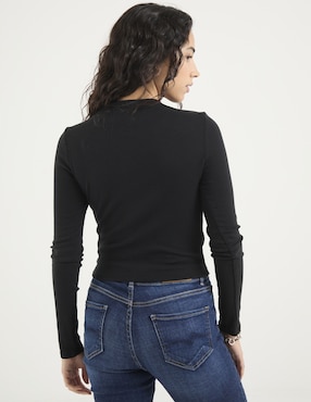 Playera manga larga Sexy Jeans cuello V para mujer