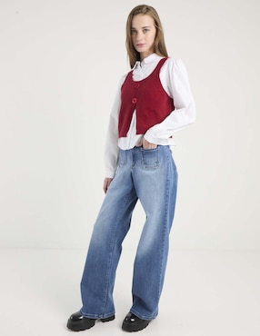 Jeans amplio Sexy Jeans SXYJM038 corte cintura alta para mujer