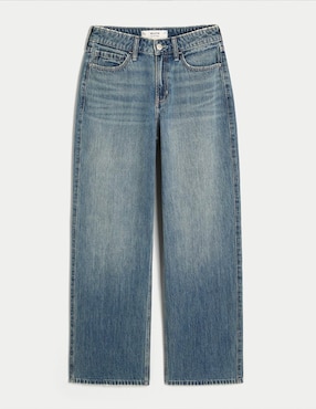 Jeans regular baggy Hollister KI355-5362-278 corte cintura alta para mujer