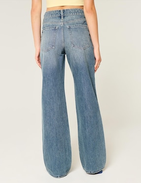 Jeans regular baggy Hollister KI355-5362-278 corte cintura alta para mujer