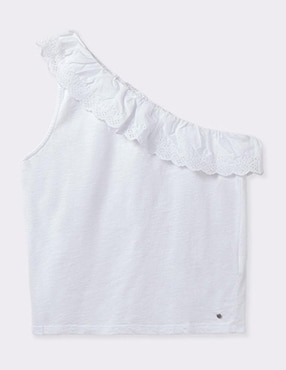 Playera Brownie cuello asimétrico para mujer