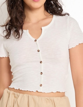 Blusa Coffee Bean manga corta para mujer