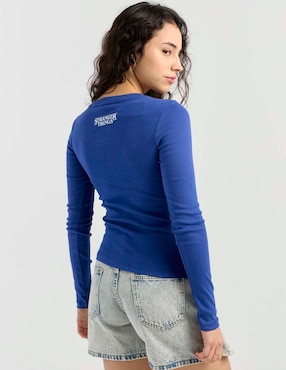 Playera manga larga That's It cuello redondo para mujer
