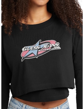 Playera manga larga Guess Jeans cuello redondo para mujer
