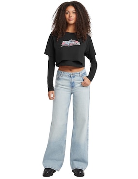 Playera manga larga Guess Jeans cuello redondo para mujer
