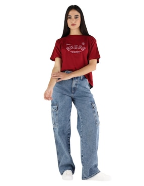 Playera manga corta Guess Jeans FA2025 cuello redondo para mujer