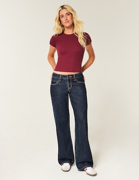 Jeans baggy Hollister Ki355-5569-275 corte cadera para mujer