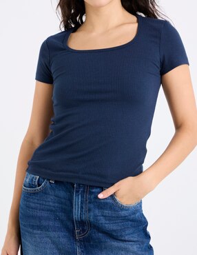 Playera manga corta Sexy Jeans cuello cuadrado para mujer
