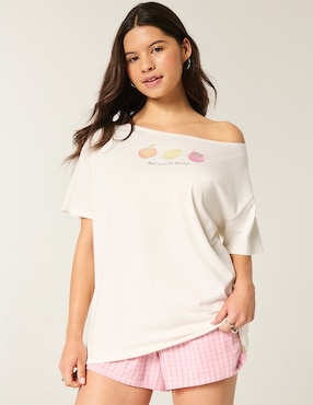 Playera manga corta Hollister cuello ojal para mujer