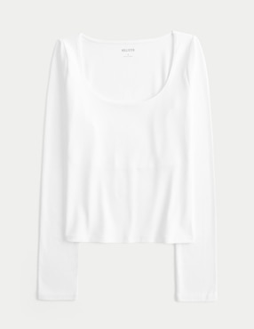 Playera manga larga Hollister temporada cuello redondo para mujer